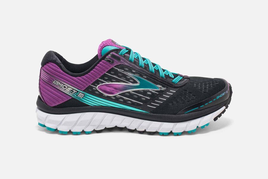 Brooks Damen Ghost 9 Laufschuhe Schwarz/Lila Sale 561-607215